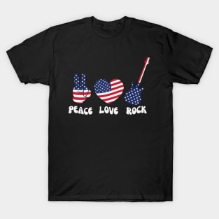 Peace Love Rock USA 4th Of July T-Shirt